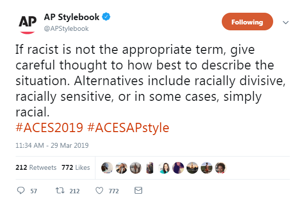 AP style changes on race