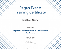 Ragan Events Training Certificate