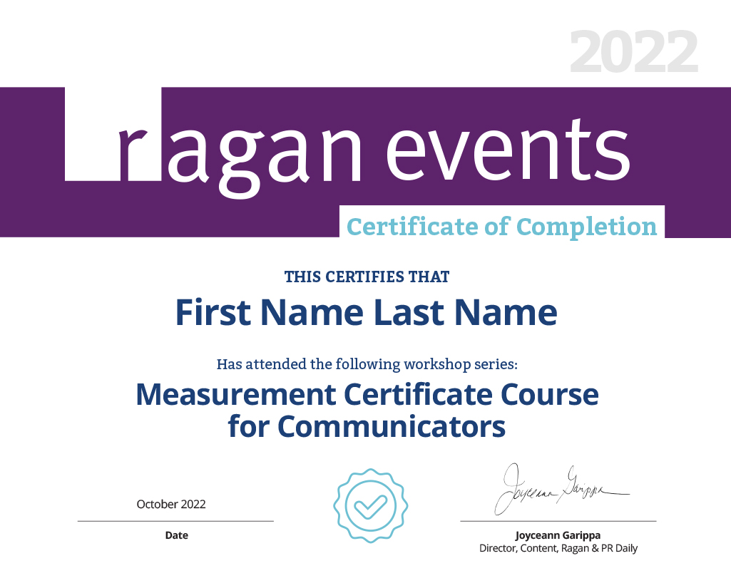 Measurement Certificate Course for Communicators Certificate