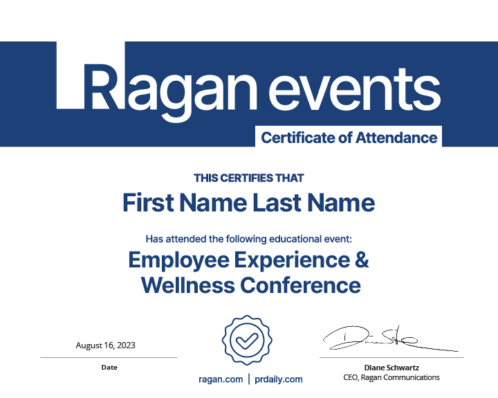 Employee Experience & Wellness Conference Certificate