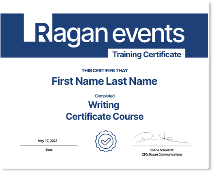 Ragan event Training Certificate