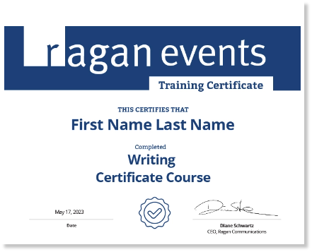 Ragan event Training Certificate