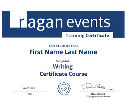 Writing Certicate Course Training Certificate