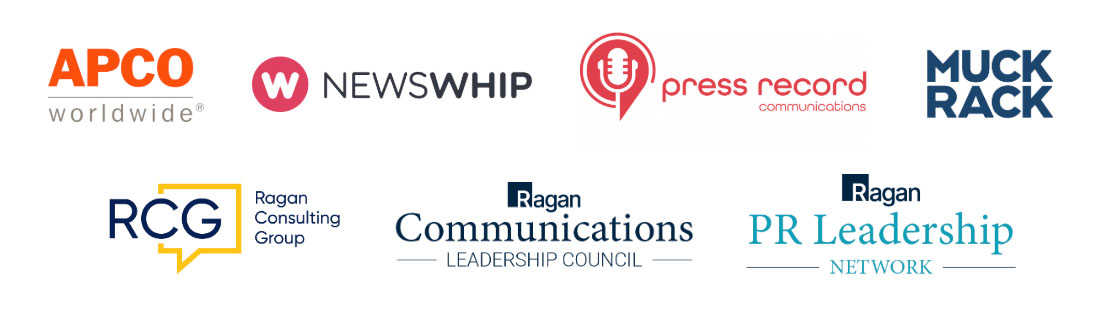 APCO Wordwide, Newswhip, Press Record Communications, Muck Rack, Ragan Consulting Group, Ragan Communications Leadership Council, Ragan PR Leadership Network