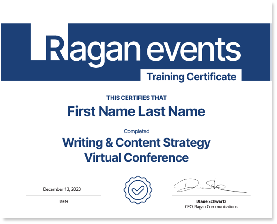 Writing and Content Strategy Virtual Conference Certificate