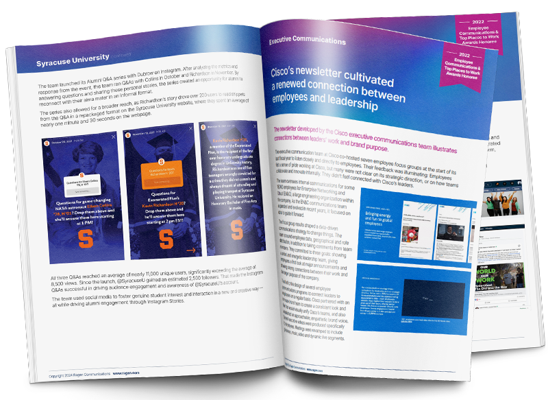Top Case Studies in Employee Communications Guidebook - Open booklet