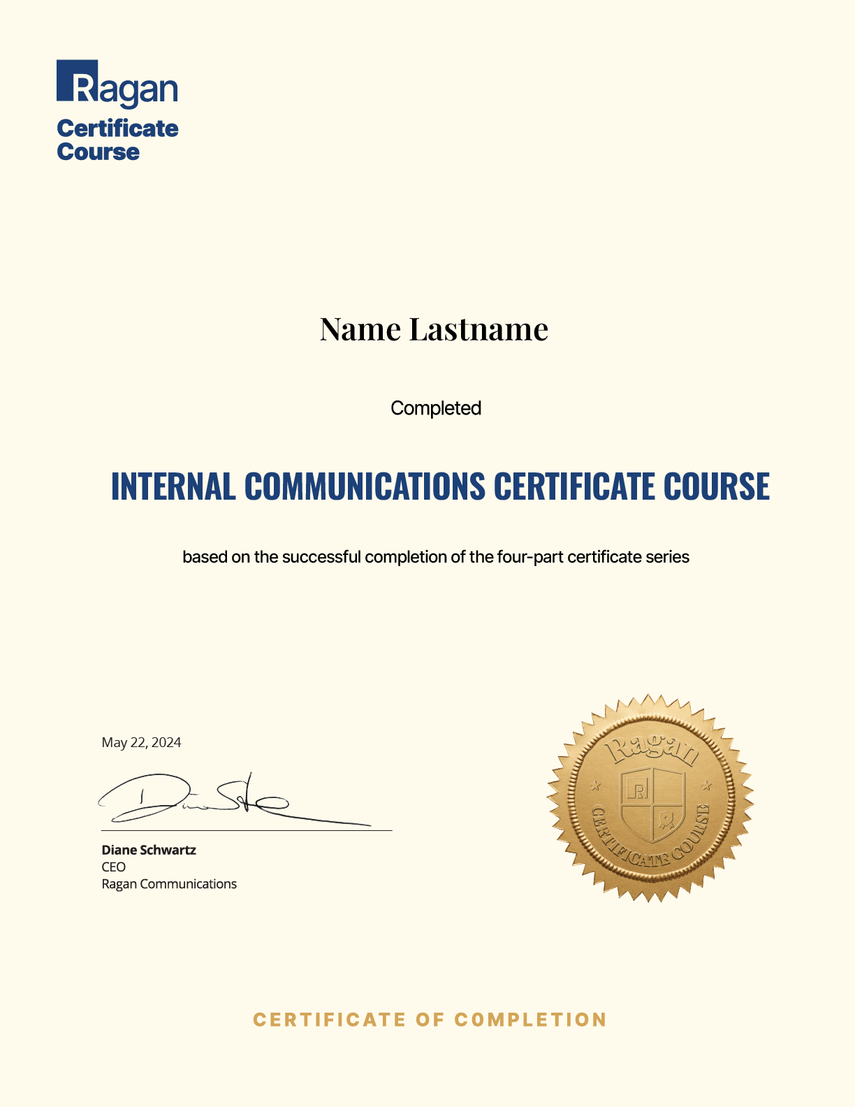 Internal Communications Certificate Course Certificate