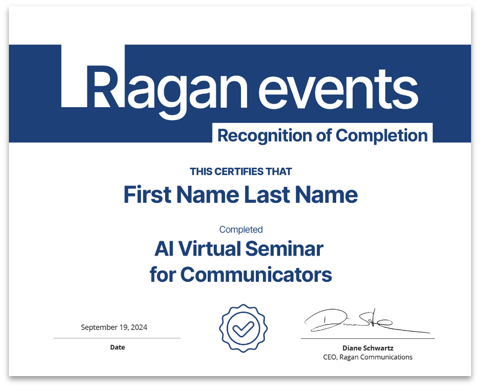 AI Virtual Seminar Certificate