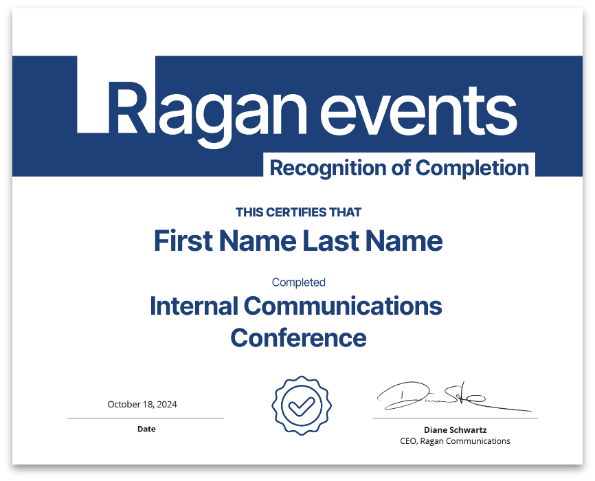 Internal Communications Conference Certificate
