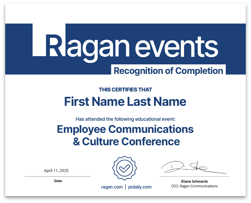 Employee Communications & Culture Conference Certificate